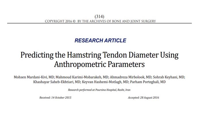 Predicting the Hamstring Tendon Diameter Using Anthropometric Parameters